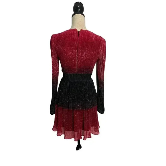 Dress The Population Mini Dress Metallic Ombre Red Blk Sexy Goth Dark Fairycore - Picture 5 of 5